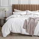 Bedsure Cotton Duvet Cover King - 100% Cotton Waffle Weave Bright White Duvet Cover King Size, GentleSoft and Breathable Bedding Set for All Season, 3 Pieces, 104"x90"