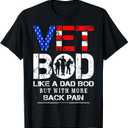 Vet Bod Like Dad Bod But With More Back Pain Veterans Day T-Shirt (Black, S)