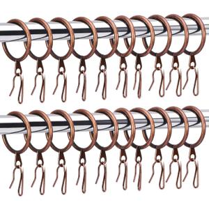 Hotop 60 Pieces 1.26 Inch Metal Drapery Curtain Rings Curtain Hanging Rings and 60 Pieces Metal Drapery Pin Hooks for Drapes Window Door Shower (Bronze)