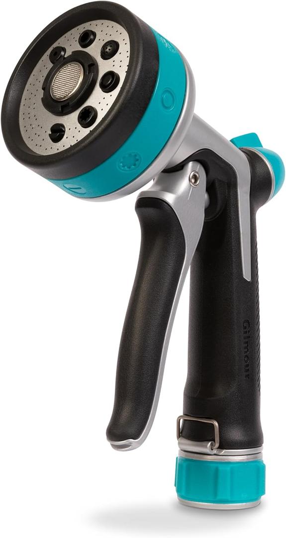 Gilmour Heavy Duty Front Control Garden Hose Nozzle with 8 Pre-set Spray Patterns, Water Hose Nozzle for Watering Garden or Lawn, Blue