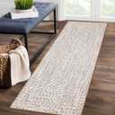 ROYHOME Runner Rug Print Braided Hallway Runner Washable Entryway Rug, Stain Resistant Non-Slip Area Rug Farmhouse Solid Printed Textured Carpet for Bedroom Laundry Kitchen, Beige/Grey, 2' x 6'