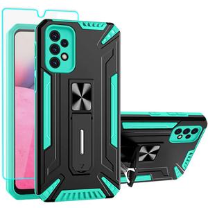 Galaxy A33 5G Case, Samsung Galaxy A33 5G Case, with HD Screen Protector, [Military Grade] Ring Kickstand Hard PC Soft TPU Shockproof Protective Cases for Samsung Galaxy A33 5G (Mint), Pack of 3