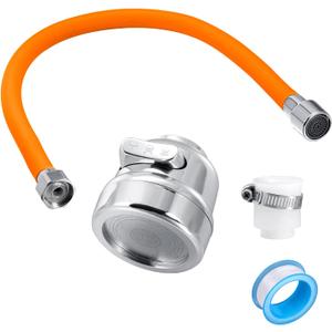 Faucet extension pipe, which can be bent 360 prevent water splashing, equipped with universal connector and multi-mode spray, suitable for laundry room/bathroom/outdoor garden(orange, 19.6 in)