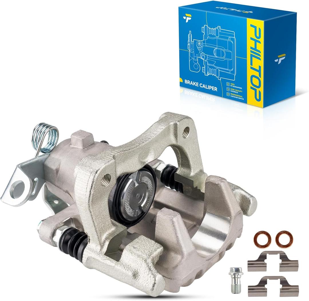 PHILTOP 19B2575 Rear Left Disc Brake Caliper Assembly Fit for Volkswagen Audi for 2001-2004 Jetta, 2000-2006 TT Quattro 2005 Jetta, 2000 Jetta 1.8L, Rear left Driver Side