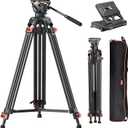 FF16LS Heavy Duty Tripod, 74" Fluid Head Video Tripod Max Load 22 lbs