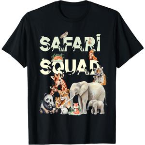 Safari Squad Animals Funny Zoo Animal Lovers Funny Safari T-Shirt (L, Black)