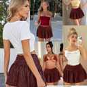 Avidlove Women Ruffle Skirt Ruched Waist Short Skirts Sexy Glitter Skirt Mini Lingerie Skirts (Red)