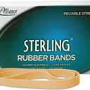 Alliance Rubber 25075 Sterling Rubber Bands Size #107, 1 lb Box Contains Approx. 50 Bands (7" x 5/8", Natural Crepe) , Beige