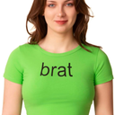 Neon Green Brat Crop Top for Womens - Women Mens Tee Shirts Babe Party Cosplay Halloween Costumes, Small