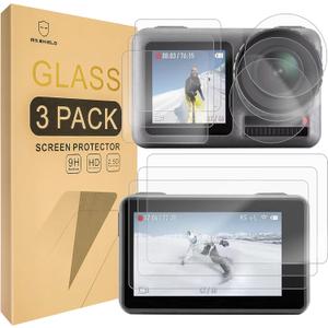 3 x Mr.Shield [3-PACK] Screen Protector For DJI OSMO Action 3 Camera [Tempered Glass] Screen Protector [0.3mm Ultra Thin 9H Hardness 2.5D Round Edge]