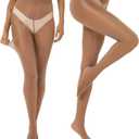 MANZI 2 Pairs Women's Shiny Sheer Tights High Waist Silk Comfort Stockings Oil Shimmery Nylons Pantyhose (Brown, S-M)