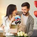 Gueevin 36 Pcs DIY Donut Monster Truck Valentine Gifts 36 Monster Truck Valentine's Day Cards with 36 Resealable Plastic Bags Holiday Exchange Gifts for Craft Favors