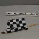 2Pcs 8x12 Inch Checkered Flags Black and White Racing Flags on Stick, Formula One F1 Racing Hand Held Stick Flag with Kid-Safe Spear Top, Children's Party Decoration