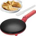 Baker's Friend Instant Crepe Maker with Handle, Electric Crepe Maker Machine, Crepera Electrica, 8 Inch Non-stick Cooking Surface, Raspberry Red