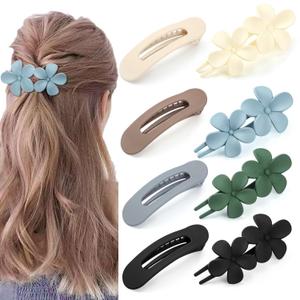 ProSuites 8 PCS Flat Hair Clips, 2 Styles French Claw Clips for Women Girls Thin Hair (Multi-colored)