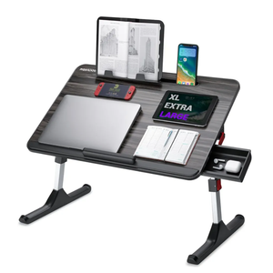 NEARPOW Laptop Desk for Bed, Adjustable Foldable Bed Table Lap Desk, Computer Tray Laptop Stand with Book Stand,Wrist Rest, Storage Drawer Foldable Lap Desk for Adults Kids Writing Work Study Couch
