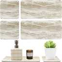 Set of 4 Drying Stone for Kitchen Counter Soap Tray Ceramic Bathroom Sink Trays Hand Soap Dish Stone Quick Dry Mat Toothbrush Sponge Holder Kitchen Sink Caddy Diatomite Coaster Bathroom Trays