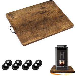 Sliding Tray for Coffee Maker, 360 Rotating Appliance Slider for Kitchen Appliances, Wooden Sliding Tray Suitable for Kitchen Countertops and Kitchen Appliances(Brown, Small) (14" x 9.5" x 1.2")