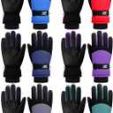 Bencailor 6 Pairs Mens Winter Snow Gloves Women Warm Waterproof Ski Mittens Adjustable for Adult Cold Weather(Red, Green, Blue, Purple, Gray, Dark Blue,L)