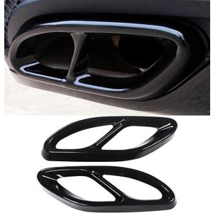 Exhaust Tail Muffler Tip for Mercedes Benz C Class w205, Rear Stainless Steel Bumper Pipe Cover for Mercedes Benz A B C E CLA GLC GLE GLS Class W212 W213 GLC Class X253(Black)