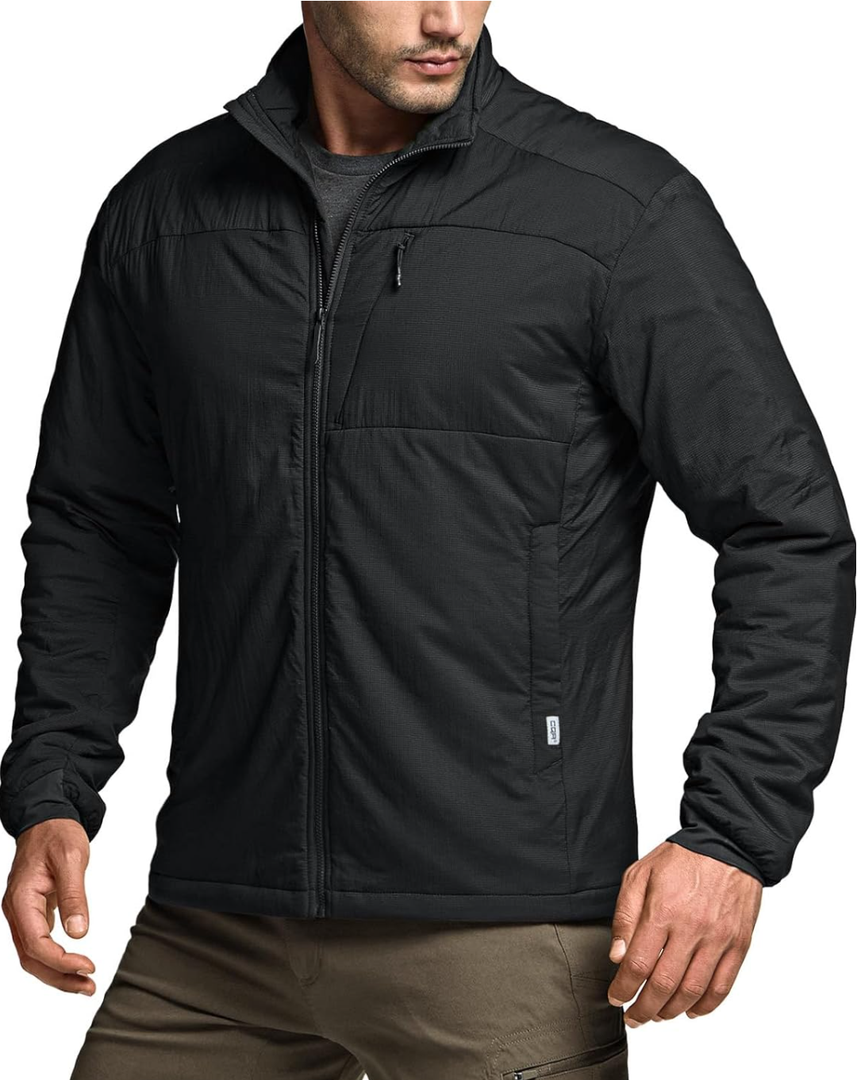 CQR Men's Lightweight Warm Insulated Jacket, Windproof Water Resistant Winter Active Coat for Hiking Work Outdoor Tactical XL