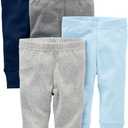 Simple Joys by Carter's Unisex Babies' Pant, Pack of 4 (0-3 Months, Blue/Grey/White)