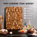 Teak Wood Extra Large End Grain Cutting Board for Kitchen with Non-slip Feet, Heavy Duty Checkered Cutting Board with Juice Groove & Handle Handcrafted Luxury Chopping Board for Meat, Vegetables, 24"L x 18"W