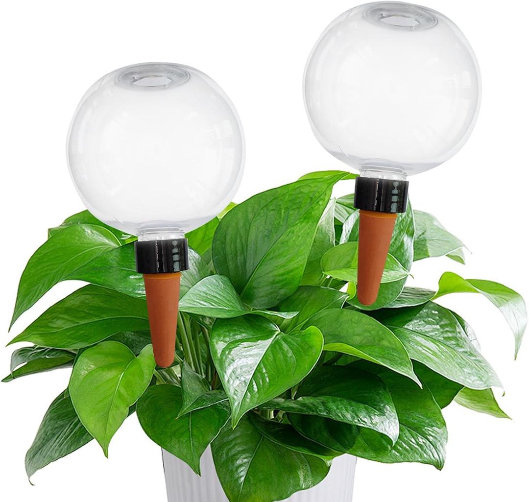 Upriver 2PCS Self Watering Globes 17 Oz Plastic Watering Bulbs with Slow Release Control Automatic Plant Watering Devices for Indoor & Outdoor Plants