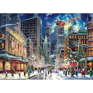 Blueforest Christmas Jigsaw Puzzle 1000 Pieces for Adults - 27.5x19.7 Inches City Night Scene with Santa Sleigh, Challenging Fun Adult Puzzles Home Decor