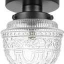 DSMJFU Black Semi Flush Mount Ceiling Light, Small Hallway Light Fixture, Vintage Close to Ceiling Light Fixture for Bathroom, Entryway, Foyer, Closet (5.51in)