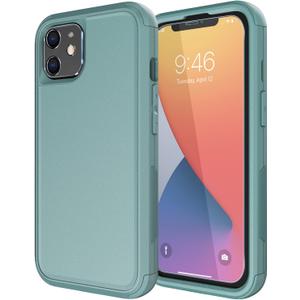 Diverbox for iPhone 11 Case [Shockproof] [Dropproof] [Tempered Glass Screen Protector],Heavy Duty Protection Phone Case Cover for Apple iPhone 11 (Pine Green-3in1)