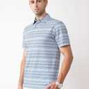 GORENZI White Striped Golf Shirts for Men Short Sleeve Performance Polo (Blue, XL)