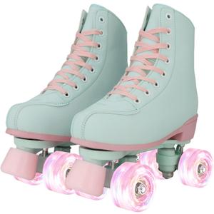 Jessie Women's & Men's Zebra Printed High-Top Roller-Skates, Four-Wheel Shiny Roller-Skates for Adult Youth Outdoor, with Shoes Bag (36 - 8.97in - Women's 6 / Men's 5)