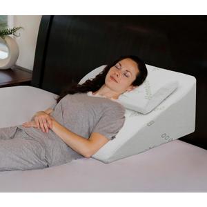InteVision Foam Bed Wedge Pillow (25 x 24 x 12 inches) and Headrest Pillow in One Package - Helps Relief from Acid Reflux, Post Surgery, Snoring - 2 inches Memory Foam Top