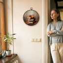 XBBMGG Vintage Fall Maple Leaf Book Wall Art Decor, Rustic Autumn Book Reading Round Wall Hanging Decor, Thanksgiving Bookish Framed Canvas Prints for Reading Room Library Home Decorations (10L" x 10W")