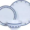 Melamine Dinnerware Set, 12pcs Plates and Bowls Set, Blue Dinner Dishes Set for Indoor and Outdoor, BPA-Free, Dishwasher Safe, Blue