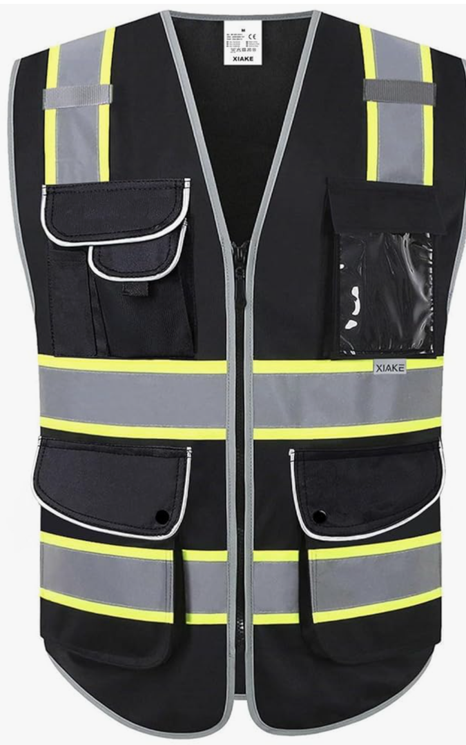 XIAKE 9 Pockets Class 2 High Visibility Reflective Safety Vest for Men Women Work Construction Vest, M