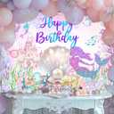 Avezano Mermaid Happy Birthday Backdrop Under The Sea Birthday Party Decorations Little Mermaid Backdrop for Girls Ocean Theme Bday Party Decor (7x5ft)