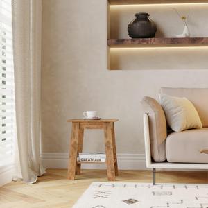 Small End Table, 2-Tier Storage, Space-Saving Side Table for Living Room Bedroom, Compact Nightstand with Shelf, Farmhouse Bedroom Furniture for Living Room, Entryway, Studio Apartment, Brown