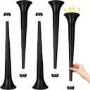 4 Pieces Stadium Horn for Adult, 21 Inch Collapsible Vuvuzela Trumpet for Sporting Events Football Carnival Party, Black