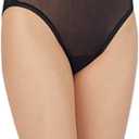 On Gossamer Women's Gossamer Mesh Hi-Cut Brief Panty (Medium, Black)