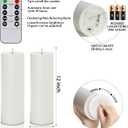 5plots 4" x 12" Waterproof Outdoor Flameless Candles Battery Operated LED Large Pillar Candles with Remote and Timer for Indoor Outdoor Lanterns, Long Lasting, White, Set of 2
