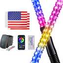 2 PCS 3FT Whip Lights with Spring Base, APP & Remote Control Led Whip Lights for Side by Side, Spiral RGB Chasing Lighted Whips with Rocker Switch, Music Led Whips for UTV ATV RZR SXS Can-Am