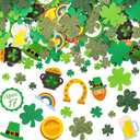 400 Pcs St. Patrick's Day Foam Stickers Glitter Shamrock Self Adhesive Craft Stickers Leprechaun Rainbow Coin Decals for St. Patrick's Day Party DIY Craft Decorations Supplies(Shamrock Style)