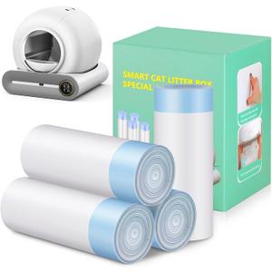 4 * 20 Count Trash Bags for Automatic Cat Litter Box Self Cleaning, Replacement Extra Large Liners for Robot Box, 4 Rolls Drawstring Waste Bags, 18 x 18 Inches4 Rolls/80 Counts