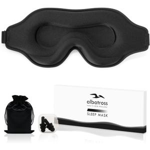 Sleep Eye Mask for Men Women, Sleeping Mask for Side Sleeper, Travel Blackout Night Blindfold Eye Shade Cover with Adjustable Strap (Black)