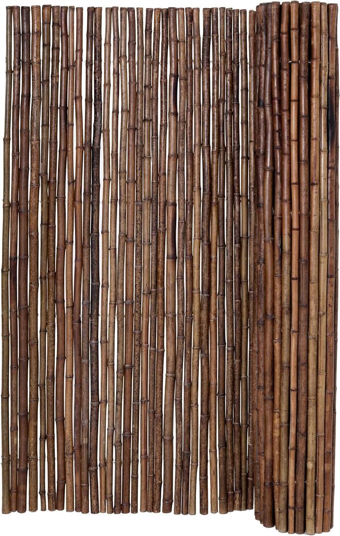 Backyard X-Scapes Bamboo Fencing Decorative Rolled Fence Panel 6 ft H x 8 ft L Caramel Brown (0.75 in D x 72 in H x 96 in L)