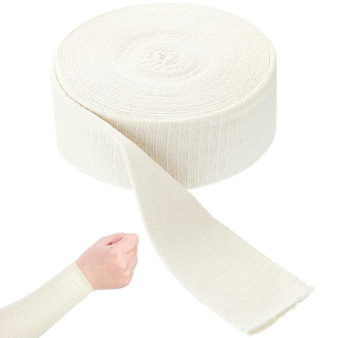 Tondiamo Cotton Tubular Stockinette Gauze Roll Tubular Arm Stocking Elastic Leg Stockinette Tubing Compression Tube Sleeve Bandage for Comfort Wear Sweat Absorbent(2 Inch X 11 Yard)