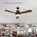 52 Inch Wood Ceiling Fan with RGB Dimming LED Light,with Music Bluetooth Speaker,Remote Control,3-Speed Regulation, Reversible Motor,Timing,for Living Room,Bedroom,Restaurant,Outdoor