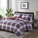Madison Park Essentials Parkston Plaid Comforter Set Soft Brushed Microfiber College Bedding, 3M Scotchguard Stain Release Cover, Modern All Season Cabin Bedding, Twin/ Twin XL, Red, 2 Piece